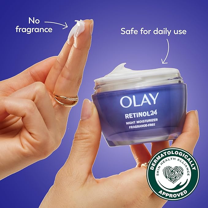 Olay Retinol 24 Face Moisturizer, Anti-Aging Night Cream for Women, Trial Size, Fragrance-Free, Non Greasy - Anti-Wrinkle, Smooth Fine Lines, Tightening Skin Care - Peptides, Glycerin, 0.5 Oz-VivaGrace Women