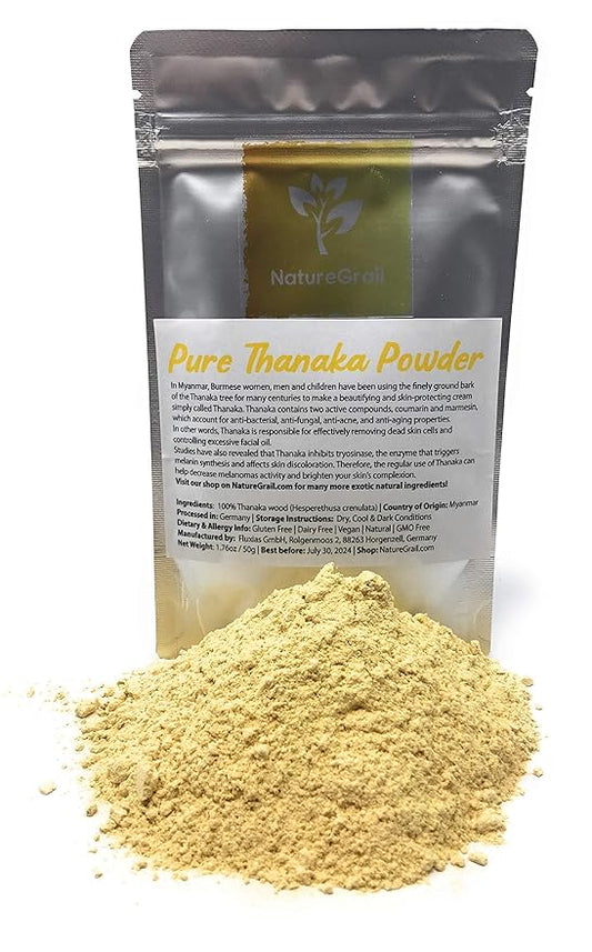 Pure Thanaka Powder - Tanaka From Thailand - Ingredients: 100% Thanaka Wood Powder (Hesperethusa Crenulata) - Net Weight: 1.76oz / 50g-VivaGrace Women