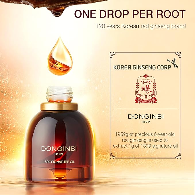 Donginbi 1899 Signature Oil - Skin Barrier Repair & Firming Face Oil for Women, Jojoba Seed Oil & Sweet Almond Oil for Sensitive Skin, Korean Red Ginseng Skin Care, 0.88 floz / 25ml-VivaGrace Women