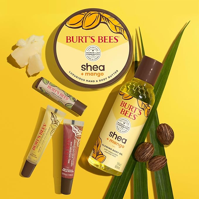 Burt's Bees Lip Balm Mothers Day Gifts for Mom - Shea and Aloe Lip Moisturizer With Responsibly Sourced Beeswax, Tint-Free, Natural Origin Conditioning Lip Treatment, 4 Tubes, 0.15 oz.-VivaGrace Women
