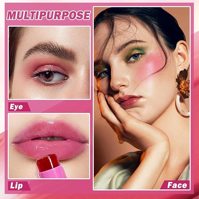 4PCS Cooling Water Jelly Tint Blush Stick for Cheeks,Multi-use Jelly Lip and Cheek Tint Stain,Moisturizing Natural Jelly Blush Stick,Buildable Watercolor Finish - Cruelty Free-VivaGrace Women