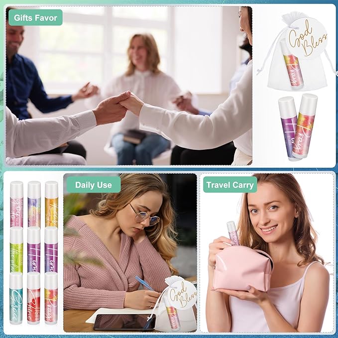 Fumete 50 Sets Christian Lip Balms Bulk Gift for Women Religious Bible Verse Lip Balm Faith Inspirational Scripture Gifts for Church Party Favor Friend Teacher Coworker-VivaGrace Women