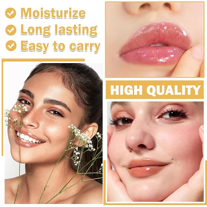2PCS Lip Plumper Gloss Plumping Lip Gloss Set Natural Moisturizing Lip Plumping Gloss Daily Lip Care Products Lip Plumper Set for Women-VivaGrace Women