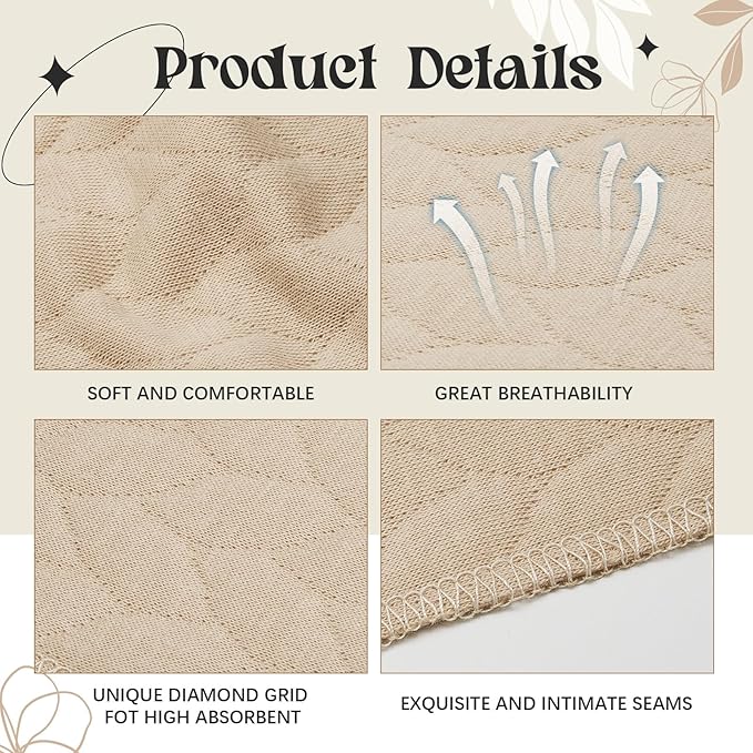 Toulite 6 Pcs Cotton Bra Liners Rectangle Under Bra Pads 3 Layer Bra Sweat Liners for Women Sweating Supplies-VivaGrace Women