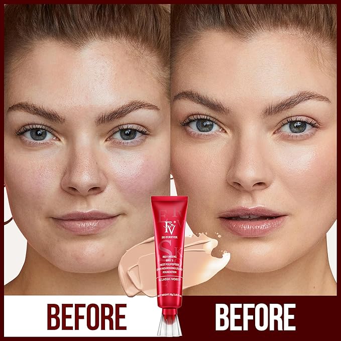 FV Waterproof Foundation with Medium Coverage, Oil-free & Long Lasting, Lightweight, Matte Foundation for Oily/Normal Skin, Sweat-resistant Liquid Makeup Foundation for Face, 30g, Classic Ivory-VivaGrace Women