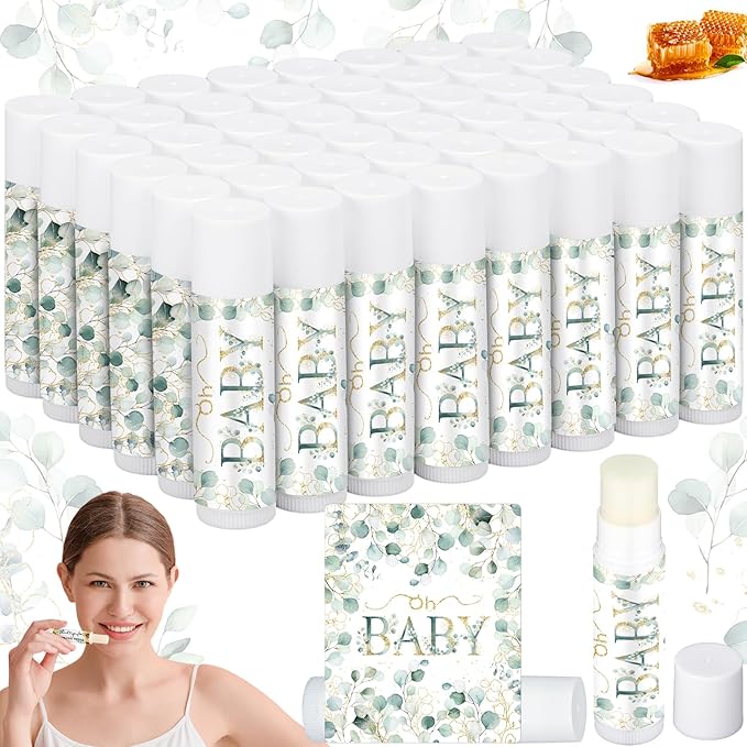 50 Pack Sage Green Baby Shower Lip Balm Party Supplies Bulk for Girls Guests Boys Neutral Baby Shower Gifts Gender Reveal Favors Prizes Souvenirs Winners Thank You Appreciation Gifts-VivaGrace Women