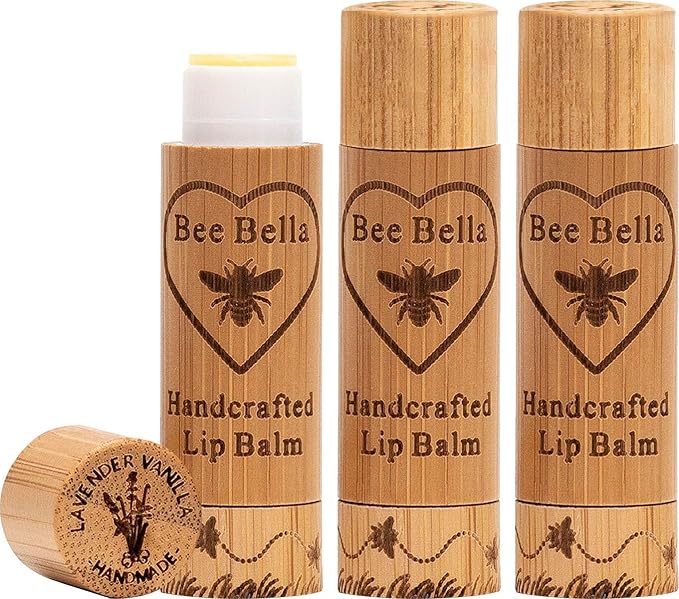 Bee Bella Lip Balm, Lavender Vanilla, 3 Pack - Hydrating, Moisturizing Lip Care, 100% Natural, Original Organic Beeswax with Vitamin E, Handmade in USA-VivaGrace Women