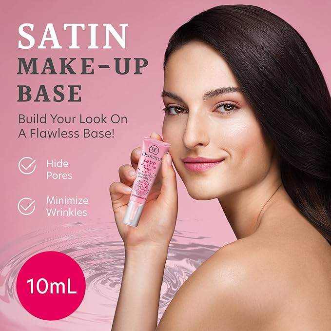 Dermacol - Satin Makeup Base, Matte Face Primer for Wrinkles and Pores, Transparent Makeup Primer for Oily Skin & Dry and Combination Skin, Easy to Blend Pore Filling Primer, No Preservatives, 10 mL-VivaGrace Women
