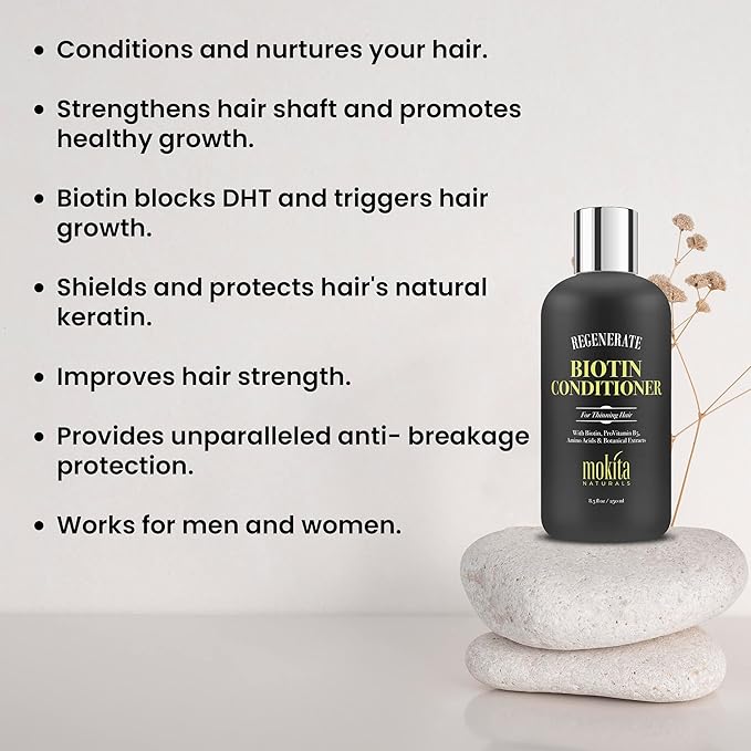 Conditioner with Biotin, ProVitamin B5 and Amino Acids for Repair Treatment and Deep Moisturizing for All Hair Types - Detangle, Protect and Support New Hair Growth - 8.5 Ounces-VivaGrace Women