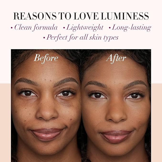 LUMINESS Silk Airbrush Spray Foundation & Buffing Brush Kit – Full Coverage Foundation & Dual-Sided Buffing Brush - Buildable Coverage, Anti-Aging Formula Hydrates & Moisturizes (Shade - Light Deep)-VivaGrace Women