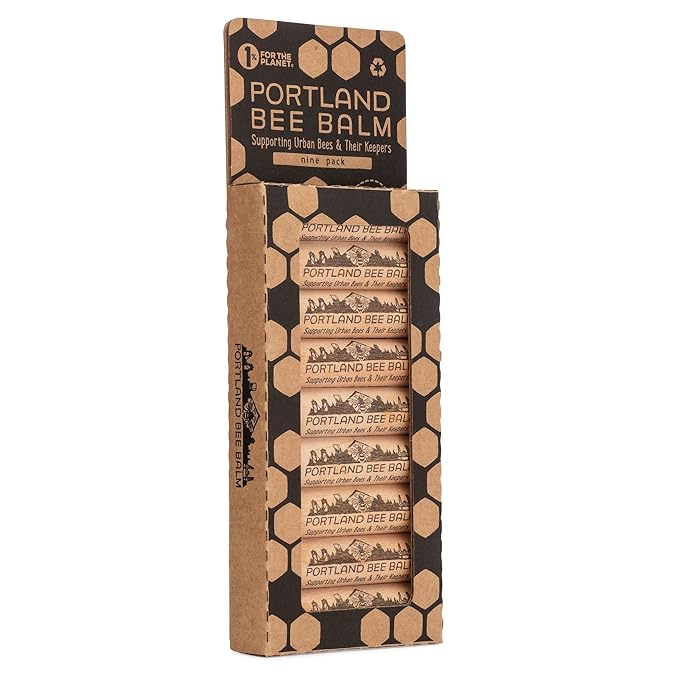 Portland Bee Balm All Natural Handmade Beeswax Based Lip Balm, Unscented 9 Count-VivaGrace Women