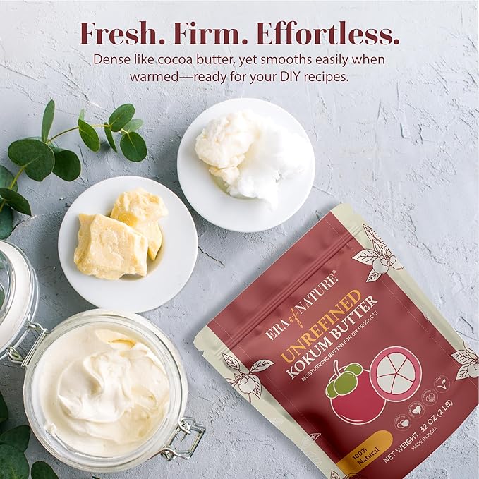 era of nature Kokum Butter Raw - 32 oz (2lb) – Natural Butter for Body Butters, Lotion Bars, Lip Balm, Soap Making – Blends Well with Shea or Cocoa Butter – For Stretch Marks, Scars, Pregnancy Care-VivaGrace Women