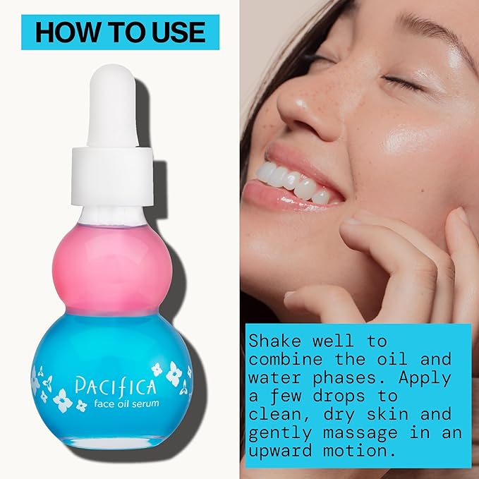 Pacifica Face Oil Serum - Flower Fix Bi-Phase Hydrating Skin Barrier - w/Hyaluronic Acid & Natural Botanical Ingredients - for Dry Sensitive Skin Vegan & Cruelty-Free Dermatologist Approved-VivaGrace Women