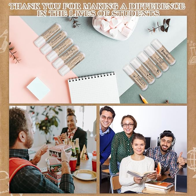 30 Pcs Back to School Teacher Gifts Bulk Lip Balm Favors Thank You Gifts for Teachers with Inspirational Quote Gifts Lip Balm Christmas Thanksgiving Gifts for Teachers Welcome Back to School-VivaGrace Women