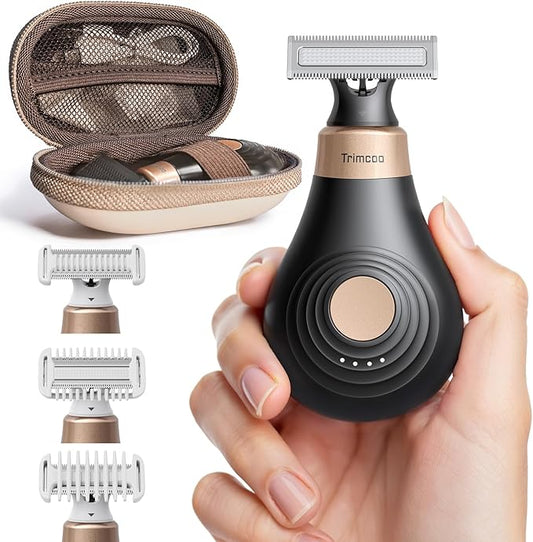 Mini Bikini Trimmer for Women - Intimate Pubic Hair Removal, Electric Body Groomer, Small Portable Wet/Dry Shaver, Magnetic Blade, USB-C Rechargeable with Travel Case, Easy to Clean (Black)-VivaGrace Women