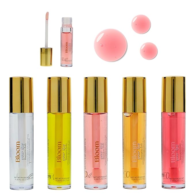 Expressions 5pc Lip Oil Set - Bloom Your Lips Style Essentials Lip Oils, Lip Healing Lip Oil Collection with Precision Applicator Wand | Moisturizing for Everyday Lip Care and Lip Repair (DAISY)-VivaGrace Women
