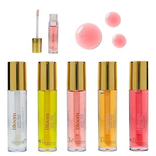 Expressions 5pc Lip Oil Set - Bloom Your Lips Style Essentials Lip Oils, Lip Healing Lip Oil Collection with Precision Applicator Wand | Moisturizing for Everyday Lip Care and Lip Repair (DAISY)-VivaGrace Women