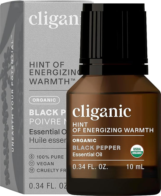 Cliganic Organic Black Pepper Essential Oil, 100% Pure Natural for Aromatherapy | Non-GMO Verified (Packaging May Vary)-VivaGrace Women