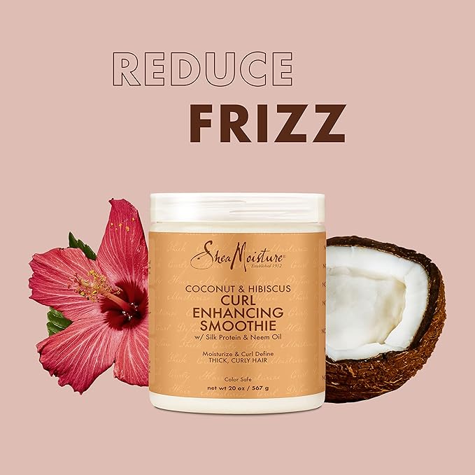 SheaMoisture Curl Enhancing Smoothie Hair Cream Coconut and Hibiscus for Thick, Curly Hair Sulfate Free and Paraben Free Curl Cream 20 oz-VivaGrace Women