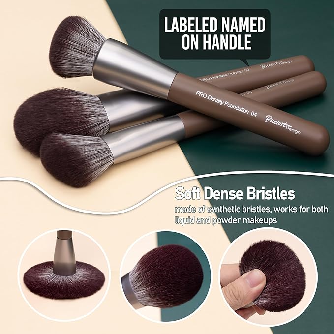 Bueart Design 26 Pcs Chocolate-colored Gift Makeup Brushes Set with Extra Large Holder,Elegant Make up Brushes for Foundation,Face Blending Powder, Contour, Highlight, Concealer, Eyeshadow-VivaGrace Women