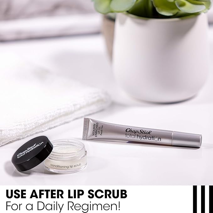 Chapstick Total Hydration VitaminEnriched Lip Oil Lip Care Oz, Non-Tinted, Peach Tea, 0.23 Ounce-VivaGrace Women