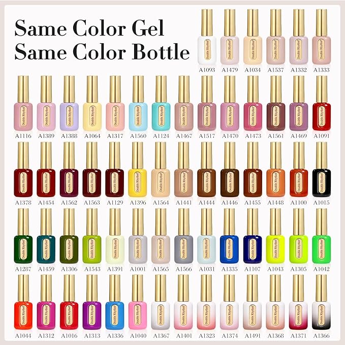 Double Rhythm 0.50 OZ Gel Polish Hema Free Same Color Same Bottle Golden Round Translucent Neutral Natural Milky 15 ML Jelly UV Polish Art DIY at Home (Dark Burgundy-C1563)