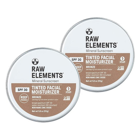 Raw Element Ultra-Moisturizing Tinted Face Cream, Non Toxic Mineral Face Sunscreen, Daily Tinted Moisturizer, Non-Nano Zinc Oxide, Reef Friendly, All Ages, SPF 30, 1.8 oz, Bronze, Pack of 2-VivaGrace Women