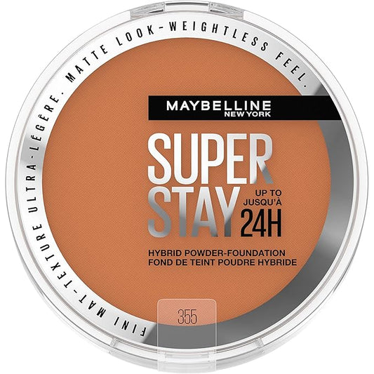 Maybelline Super Stay Up to 24HR Hybrid Powder-Foundation, Medium-to-Full Coverage Makeup, Matte Finish, 355, 1 Count-VivaGrace Women