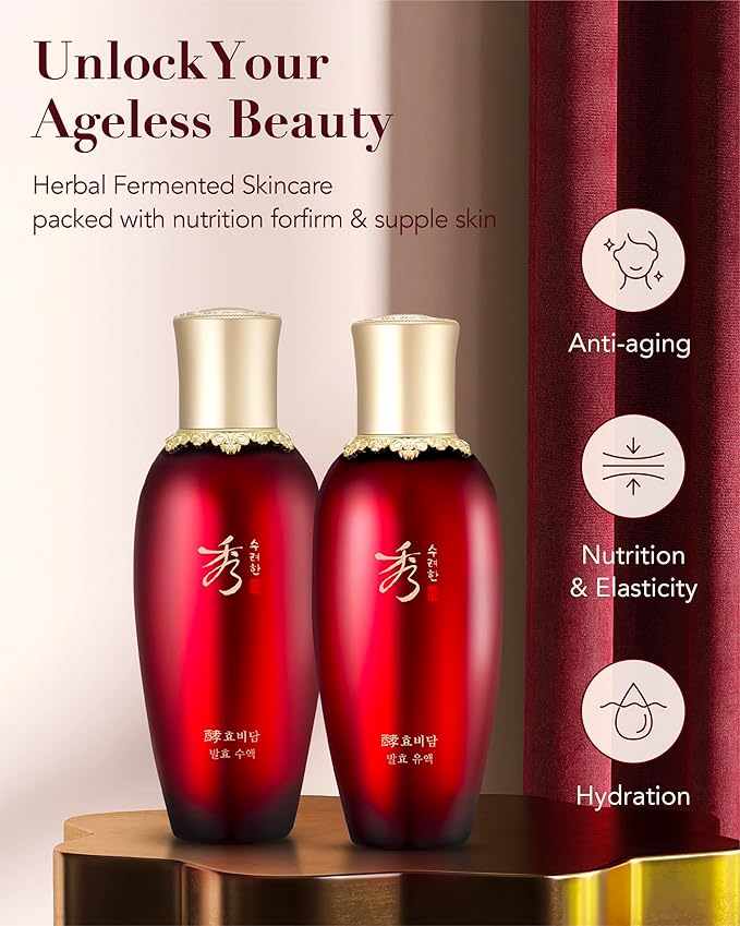 Sooryehan Hyobidam Fermented Skincare Gift Set (13.53fl oz) - Premium Korean Skin Care for Intense Hydration, Elasticity. Ginseng, Snow Fungus.-VivaGrace Women