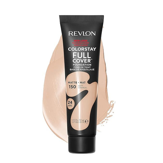 Revlon ColorStay Full Cover Longwear Matte Foundation, Heat & Sweat Resistant Lightweight Face Makeup, Buff (150), 1.0 oz-VivaGrace Women