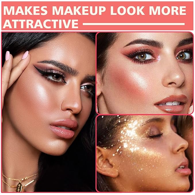 3PCS Polvo De Hadas Highlighter Glitter Stick Body Glitter Shimmer Face Brightening Highlighter Contour Powder Makeup Stick Face Blusher Fairy Glitter Highlighter Makeup - Blue,Yellow,Purple-VivaGrace Women