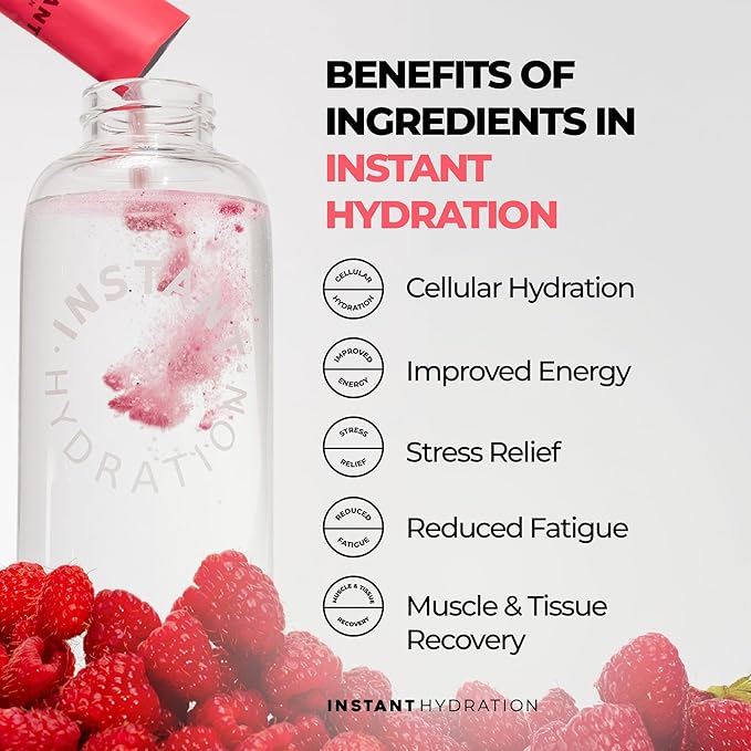 Instant Hydration Electrolytes Powder Packets - Raspberry Electrolyte Drink Mix - Zero Sugar - Keto, Vegan, Gluten-Free, Non-GMO - Boost Recovery, Brain Health, Muscle & Tissue Support- 30 Sticks-VivaGrace Women