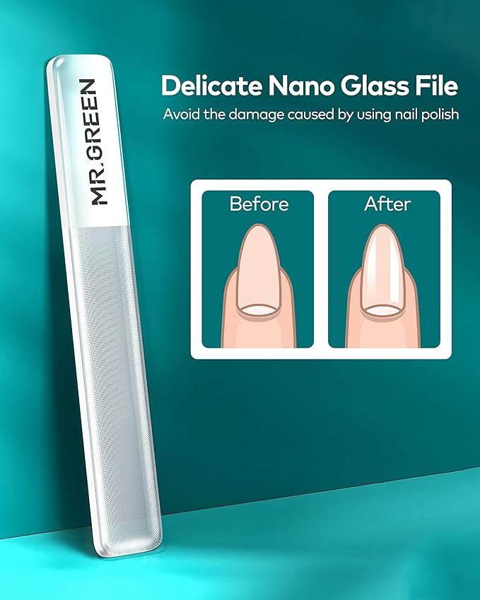 MR.GREEN Nail Clipper 3Pcs Set, Stainless Steel Manicure Pedicure Set with Nail Clippers, Glass Nail File & Tweezers, Medical Grade Grooming Kit with Travel Case Gift Box for Man & Woman (Pink)-VivaGrace Women