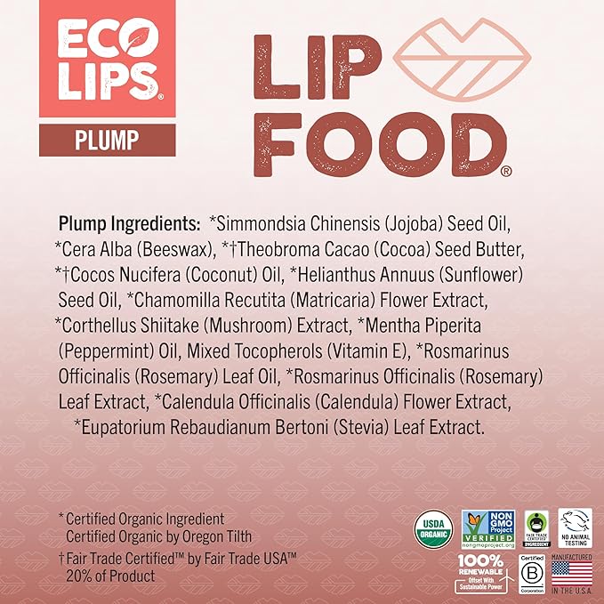 Eco Lips Lip Food - Organic Lip Balm (Plump)-VivaGrace Women