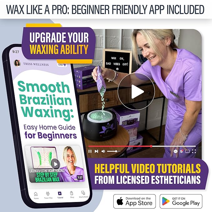 Tress Wellness Waxing Kit for Sensitive Skin – Safe for Face & Skin, Prep & Aftercare Spray, Easy to Use – At-Home Kit for Face, Bikini, Brazilian & Full Body - Digital Display, Blue-VivaGrace Women