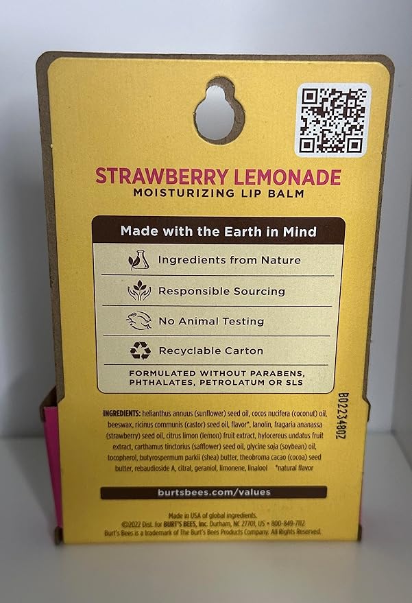 BURTS BEES STRAWBERRY LEMONADE LIP BALM 2 (0.15) TUBES-VivaGrace Women