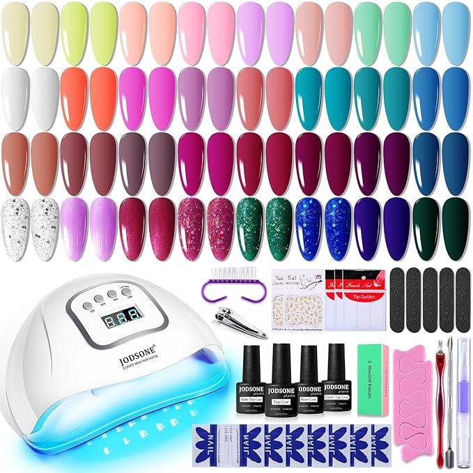 JODSONE Gel Nail Polish Kit with U V Light 32 Colors Gel Polish Set Soak Off Nail Kit Nail Art Salon or Home DIY Manicure Tools Gifts for Women-VivaGrace Women