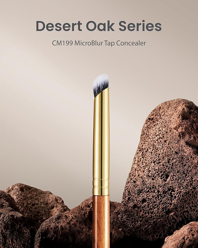 Desert Oak Series MicroBlur Tap Concealer - 6mm Finger-Tip Precision Brush for Tear Troughs & Acne Spots, Vegan Nylon, Bubinga Handle (CM 199)-VivaGrace Women