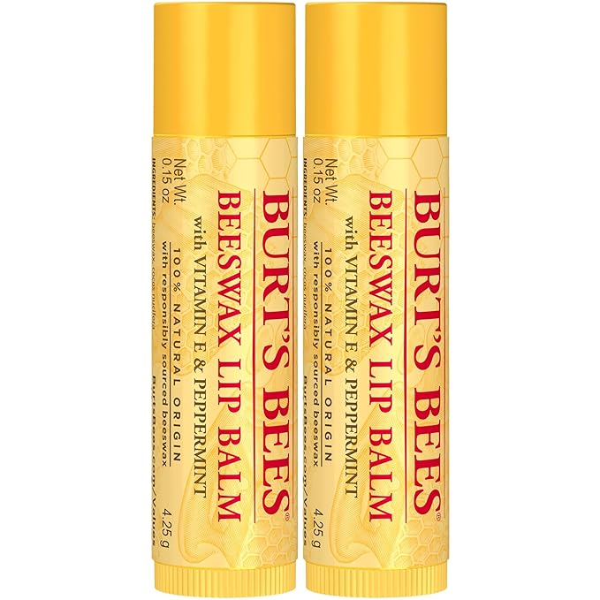 Burt's Bees Lip Balm - Original Beeswax, Lip Moisturizer With Responsibly Sourced Beeswax, Tint-Free, Natural Origin Conditioning Lip Treatment, 2 Tubes, 0.15 oz.-VivaGrace Women