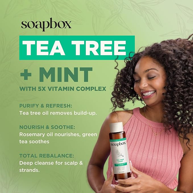 Soapbox Tea Tree Shampoo and Conditioner Set, Scalp Balancing with Tea Tree Oil, Jojoba Oil, Aloe and Shea Butter to Clean and Purify for All Hair Types, 1 Liter Each (Pack of 2)-VivaGrace Women