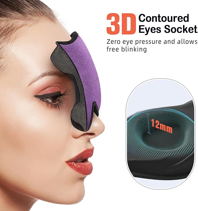 LitBear Sleep Mask for Side Sleeper Women Men, Eye Mask for Sleeping Light Blocking, 3D Contoured Cup Sleeping Mask, Soft Breathable Sleep Eye Mask with Adjustable Elastic Strap for Flight Nap-VivaGrace Women