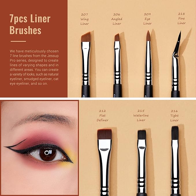 Jessup Eye Makeup Brushes Set Professonal 28pcs Premium Synthetic Eyeshadow Brush Eyeliner Brush Eyebrow Brush Blending Brush for Makeup Black T341-VivaGrace Women