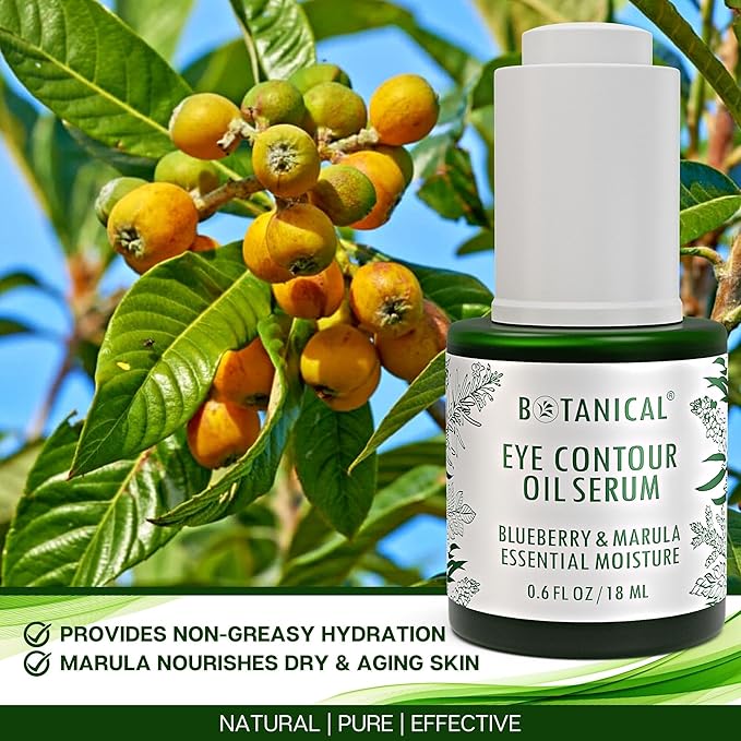 Botanical Eye Contour Oil Serum | Blueberry & Marula Oil | Organic, Pure, Natural Skincare (0.6 fl oz | 18 ml)-VivaGrace Women