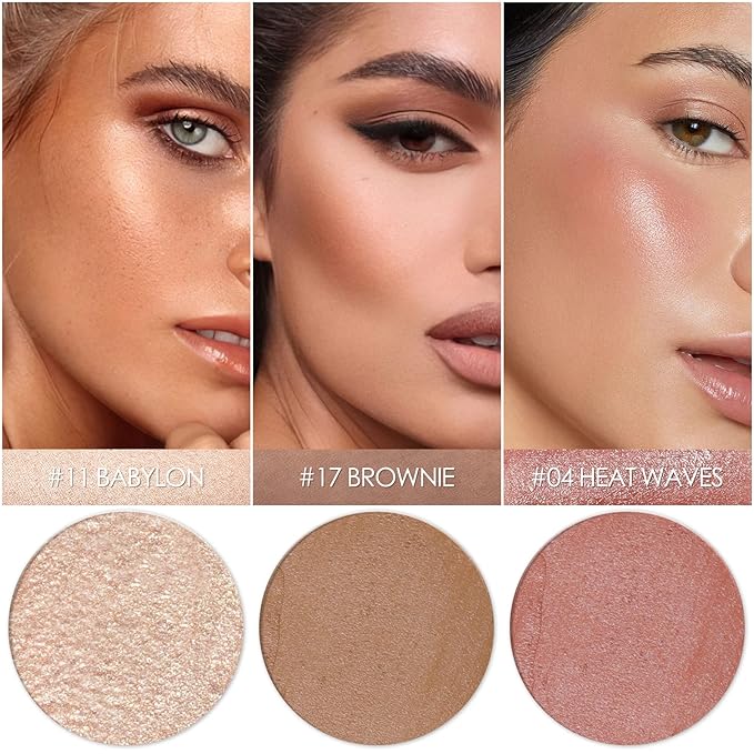3 Pcs MEDIUM Contour Stick Set,Cream Blush & Highlighter Bronzer Pen,Long Lasting & Smooth Natural Face Contouring Illuminator,Professional Makeup Kit for All Skin-VivaGrace Women