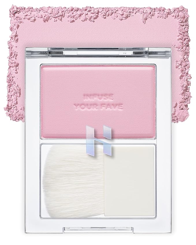 HOLIKA HOLIKA Infusing Blush with Brush - Lightweight, Smooth, Blendable Cheek Blusher, Sebum-Control, Natural Pore Coverage, Built-In Brush, Long-Lasting Pigment for Romantic Mood (03 SOAPY)-VivaGrace Women