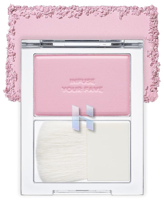 HOLIKA HOLIKA Infusing Blush with Brush - Lightweight, Smooth, Blendable Cheek Blusher, Sebum-Control, Natural Pore Coverage, Built-In Brush, Long-Lasting Pigment for Romantic Mood (03 SOAPY)-VivaGrace Women
