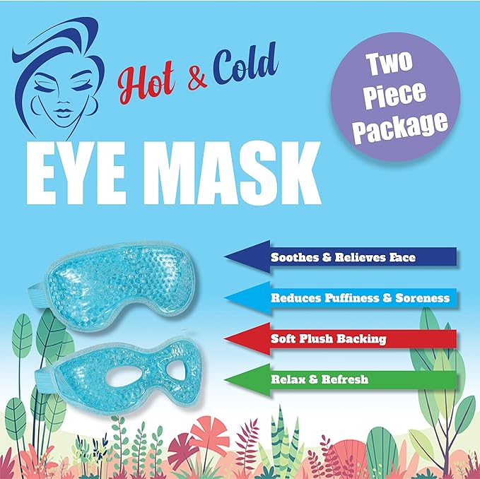 USA Merchant - 2PCs Cold & Hot Eye Therapy Mask, Cooling Eye Mask for Dry Eyes, Headaches, Eye Stress, Dark Cicles, Reusable Cold Compress and Refresh (2 PK Eye Mask)-VivaGrace Women
