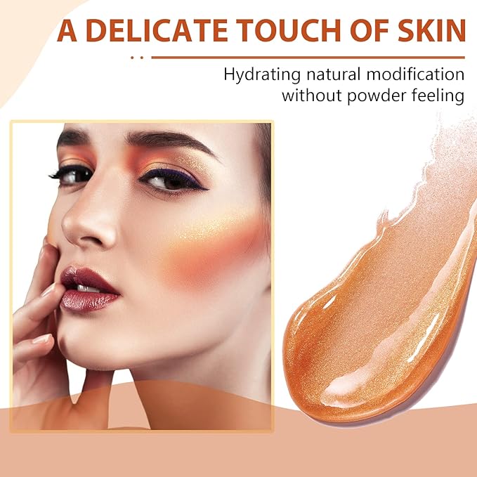 Liquid Highlighter Beauty Wand, Highlight Bronzer Stick with Cushion Applicator, Smooth Shimmer Finish, Lightweight Silky Cream Face Makeup Stick,Cruelty-free (Gold)-VivaGrace Women
