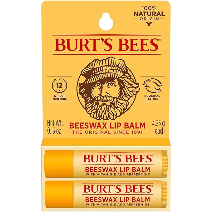 Burt's Bees Lip Balm Easter Basket Stuffers - Original Beeswax, Lip Moisturizer With Responsibly Sourced Beeswax, Tint-Free, Natural Conditioning Lip Treatment, 2 Tubes, 0.15 oz. (Pack of 2)-VivaGrace Women