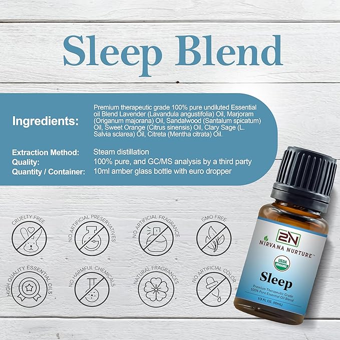 Sleep Blend USDA Certified Organic, 100% Pure and Premium, Undiluted, Sleep, Aromatherapy, Calm, Relax-VivaGrace Women